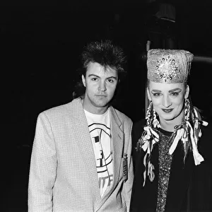 Singer Boy George with Paul Young during the Culture Club concert at Wembley
