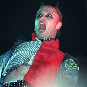 Singer Keith Flint of the Prodigy on stage at Glasgow Green August 1997