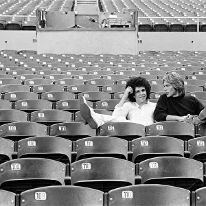 Singer Leo Sayer and his manager Adam Faith at the Greek Theatre, Los Angeles, California