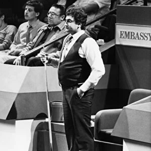 Snooker player Joe Johnson in action during the 1986 World Championship Semi Final match