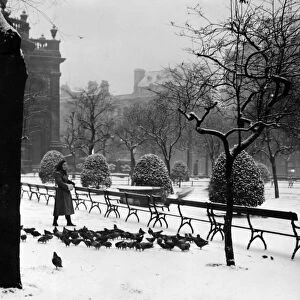 Snow in St Philips churchyard, Birmingham. December 1955