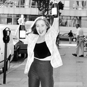 Sonia singer and actress 21 yr outside BBC London celebrating being chosen to represent