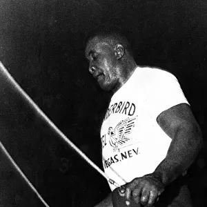 Sonny Liston at St James Hall, Newcastle. He goes straight into nine minutes