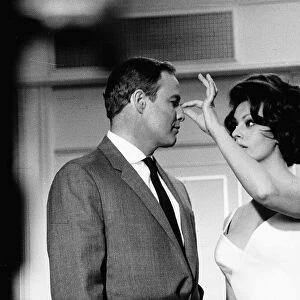Sophia Loren Actress with Marlon Brando during the film directed by Charlie Chaplin