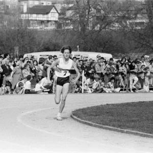 South African wonder girl Zola Budd seen winning the 3000 metre race at Central Park in