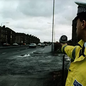 Speedgun speed trap police traffic policeman London Road Glasgow