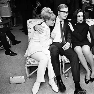 The stars of the film Alfie. Julia Foster and Michael Caine with Cilla Black