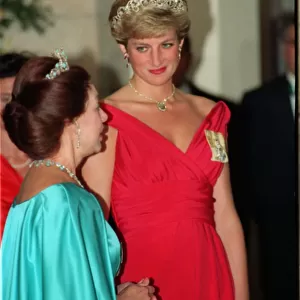 State visit of President Cossiga of Italy to Britain. Princess Diana