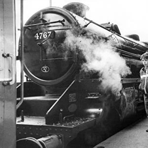 A steam train on show to the public on 6th June 1981 at Newcastle Central Station