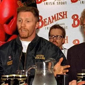 Steve Collins with hypnotist Tony Quinn at press conference