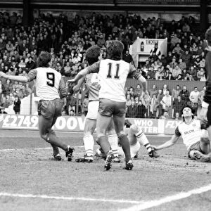 Stoke v. Everton. April 1985 MF21-51a-059 The final score was a two nil victory to