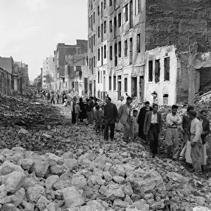 Suez Crisis 1956 The heavily bomb damaged district of Rue Ababi in Port Said