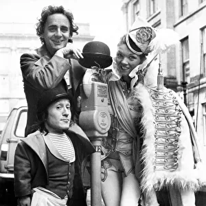 Sylvester McCoy, David Rappaport and Cinderella principal boy June Shand in December 1979