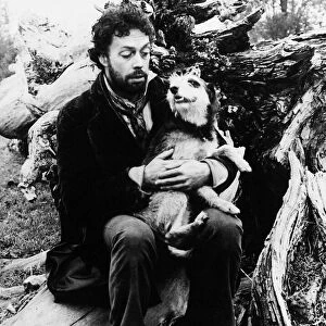 Tim Curry actor plays Bill Sykes with dog Bullseye, March 1982