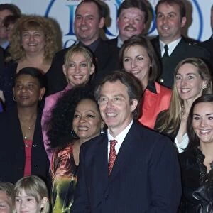 Tony Blair and Diana Ross at Mirror Pride Of Britain Awards 2000 with some of the winners