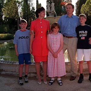 Tony Blair with family on holiday in Tuscany August 1997