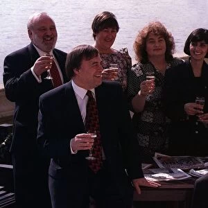 Tony Blair having a drink with friend and Labour Party members