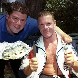 Tottenham and England footballer Paul Gascoigne with his friend Jimmy "