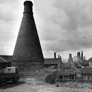 Traditional pottery "bottle ovens"are seen in this view of Hanley in