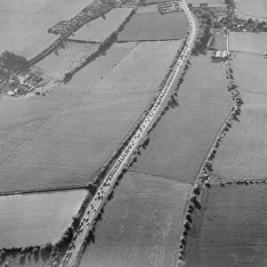 Traffic seen building up from an ariel view on the A2, Bank holiday 29th May 1967