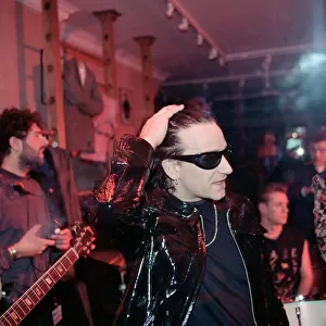 U2 filming the video for their single "Even Better Than the Real Thing"