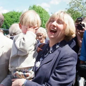 Victoria Wood pictured with her son Henry Durham at the unveiling of the Eric Morecambe