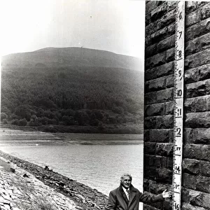 Weather - Drought - 1976 - Len Jones, superintendent at Talybont reservoir pictured