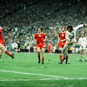 West Germany v Poland World Cup 1974 football Overath shooting for goal