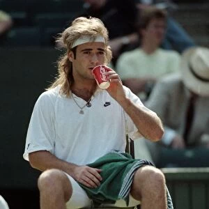 Wimbledon Tennis. Andre Agassi During a Break. July 1991 91-4261-004