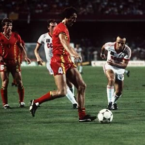 World Cup 1982 Belgiun 0 USSR 1 Walter Meeuws of Belgium is on the ball