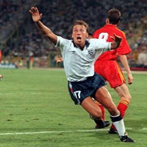 World Cup 1990 Last 16 England 1 Belgium 0 David Platt celebrates