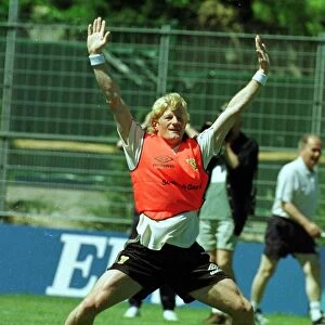 World Cup France June 1998 Scotland football training Colin Hendry stands with legs apart