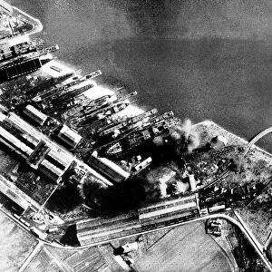 WW2 Bombing raid on the shipyards at Le Trait on the Seine in enemy occupied France
