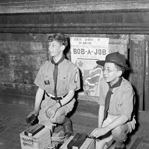 Youth Movement Boy Scouts Bob A Job Week April 1952 Boy Scouts shoe shining for