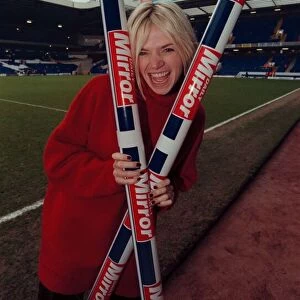 Zoe Ball TV presenter with the Daily Mirror Soccer Sausage