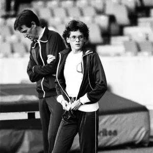 Zola Budd barefoot at Crystal Palace. 25th April 1984