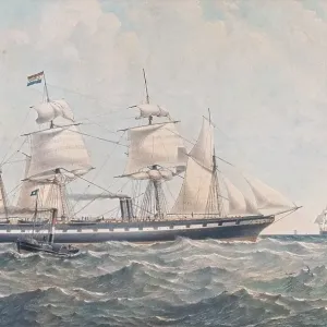 Coloured Print of the SS Great Britain at Sea