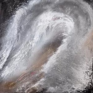 Abstract painting with a strict grey background. Natural luxury abstract fluid, liquid art painting. Tender, modern futuristic, dynamic and dreamy