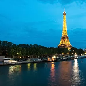 Beautiful Paris view of Illuminations Eiffel tower at dusk, Paris, France