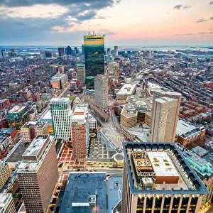 Boston, Massachusetts, USA cityscape at dusk