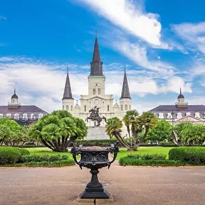 New Orleans, Louisiana, USA at Jackson Square and St. Louis Cathedral in the morning
