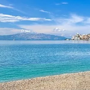 Panoramic view of Saranda resort beach, Albania