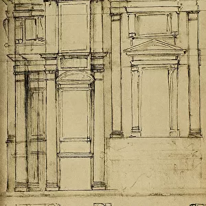 Architectonic study for the Medici Chapels in the basilica of San Lorenzo; drawing by Michelangelo. Casa Buonarroti, Florence