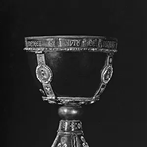 Byzantine goblet made of sardonyx and set in gilded and enameled silver, in the Treasury of St. Mark's Basilica in Venice