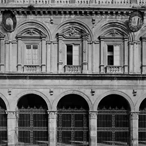 Close-up of the facade of the Basilica dei Ss.Apostoli in Rome