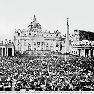 Crowd in St. Peter's Square during the blessing "Urbi et Orbi" by Pope Pius IX