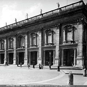 Facade of the Palazzo Nuovo and the Capitoline Museum in Campidoglio Square in Rome