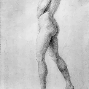 Female nude in profile, monochromatic drawing by Antonio Canova preserved in the Museo Civico of Bassano del Grappa