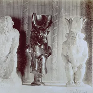 Figure of the God Bes, and bust of the Api Bull, in the Egyptian Museum in the Vatican