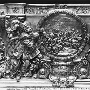 Manna from Heaven, antependium relief, by Arrigo Brunick, Basilica of the Santissima Annunziata, Florence